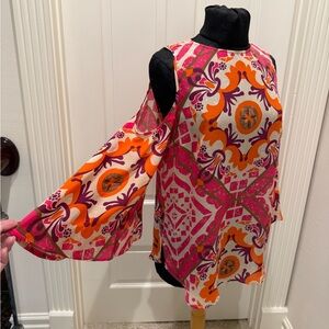 Vibrant Pink and Orange Patterned Tunic top